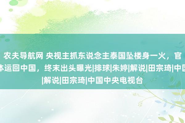 农夫导航网 央视主抓东说念主泰国坠楼身一火，官方发讣告遗体运回中国，终末出头曝光|排球|朱婷|解说|田宗琦|中国中央电视台