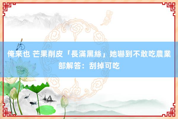 俺来也 芒果削皮「長滿黑絲」她嚇到不敢吃　農業部解答：刮掉可吃