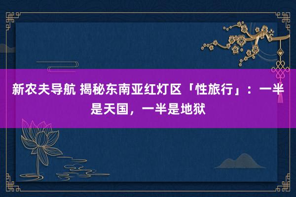 新农夫导航 揭秘东南亚红灯区「性旅行」：一半是天国，一半是地狱